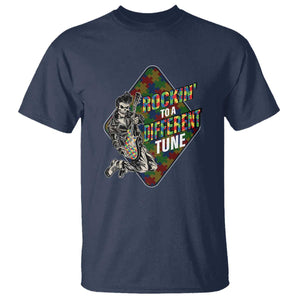 Autism Awareness T Shirt Rockin' To A Different Tune Skeleton TS09 Navy Printyourwear