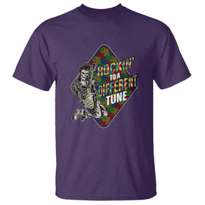 Autism Awareness T Shirt Rockin' To A Different Tune Skeleton TS09 Purple Printyourwear