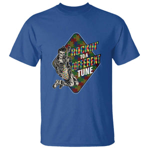 Autism Awareness T Shirt Rockin' To A Different Tune Skeleton TS09 Royal Blue Printyourwear