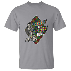 Autism Awareness T Shirt Rockin' To A Different Tune Skeleton TS09 Sport Gray Printyourwear