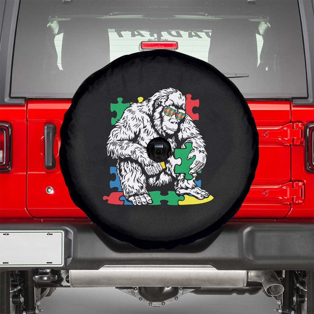 Autism Awareness Bigfoot Puzzle Autistic Warrior Spare Tire Cover TS09 Black Print Your Wear
