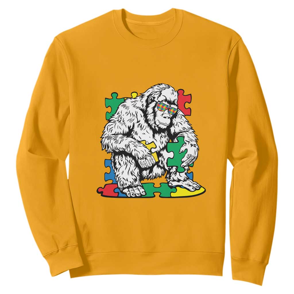 Autism Awareness Bigfoot Puzzle Autistic Warrior Sweatshirt TS09 Gold Printyourwear