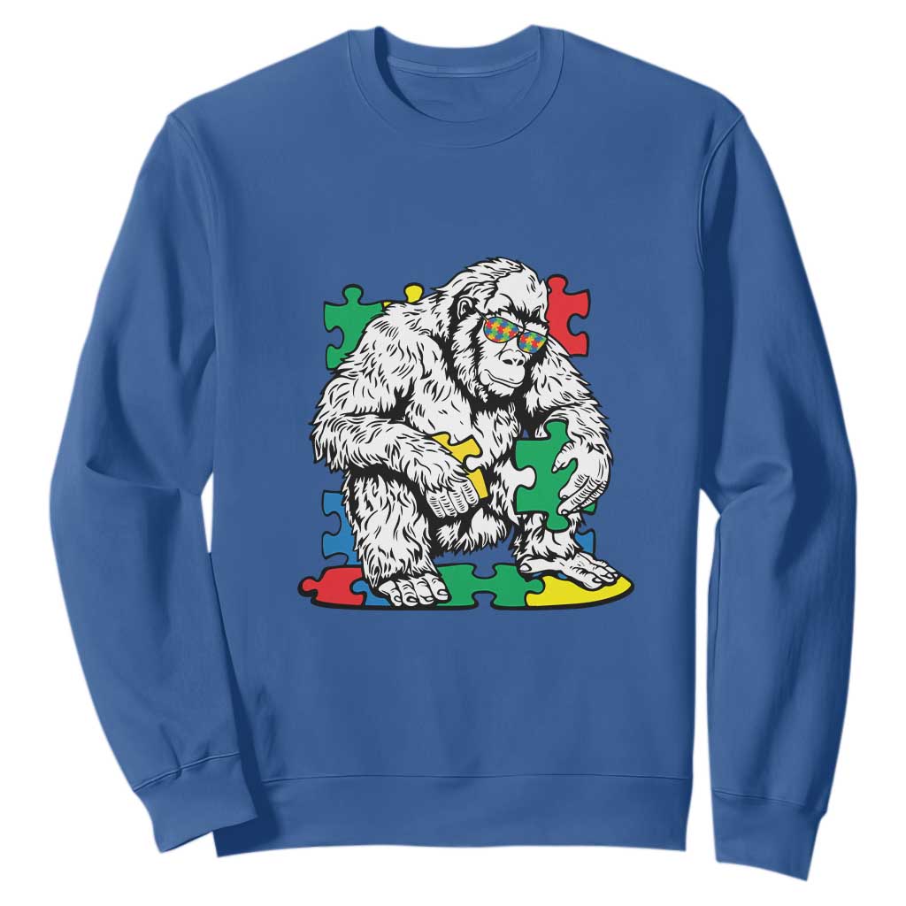 Autism Awareness Bigfoot Puzzle Autistic Warrior Sweatshirt TS09 Royal Blue Printyourwear