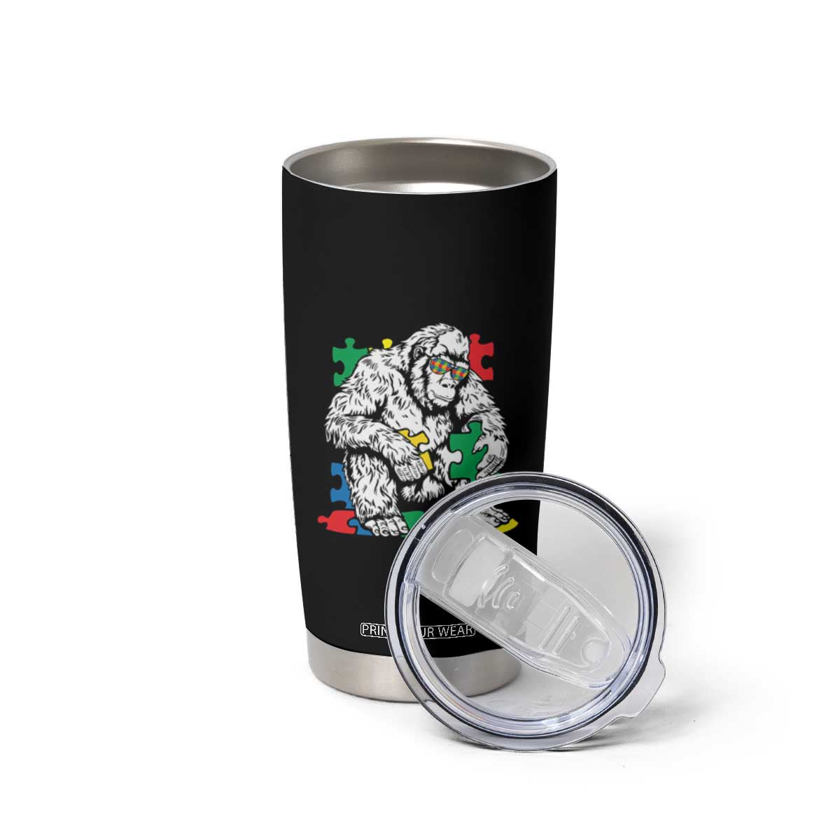 Autism Awareness Bigfoot Puzzle Autistic Warrior Tumbler Cup TS09 Print Your Wear