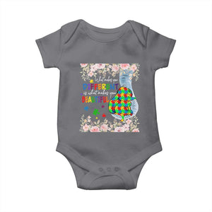 Autism Awareness Baby Onesie What Makes You Different Is What Makes You Beautiful Autistic Elephant Mom TS09 Charcoal Print Your Wear