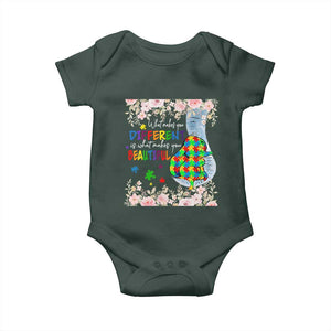 Autism Awareness Baby Onesie What Makes You Different Is What Makes You Beautiful Autistic Elephant Mom TS09 Dark Forest Green Print Your Wear