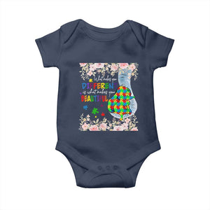 Autism Awareness Baby Onesie What Makes You Different Is What Makes You Beautiful Autistic Elephant Mom TS09 Navy Print Your Wear