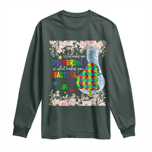 Autism Awareness Long Sleeve Shirt What Makes You Different Is What Makes You Beautiful Autistic Elephant Mom TS09 Dark Forest Green Print Your Wear