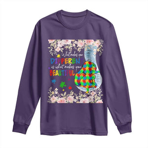 Autism Awareness Long Sleeve Shirt What Makes You Different Is What Makes You Beautiful Autistic Elephant Mom TS09 Purple Print Your Wear