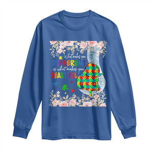 Autism Awareness Long Sleeve Shirt What Makes You Different Is What Makes You Beautiful Autistic Elephant Mom TS09 Royal Blue Print Your Wear