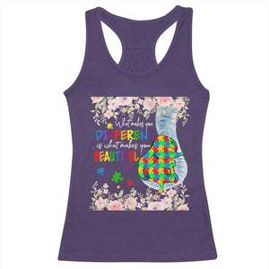 Autism Awareness Racerback Tank Top What Makes You Different Is What Makes You Beautiful Autistic Elephant Mom TS09 Purple Print Your Wear