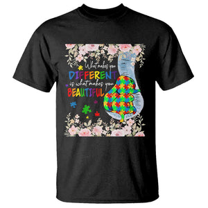 Autism Awareness T Shirt What Makes You Different Is What Makes You Beautiful Autistic Elephant Mom TS09 Black Print Your Wear