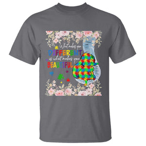 Autism Awareness T Shirt What Makes You Different Is What Makes You Beautiful Autistic Elephant Mom TS09 Charcoal Print Your Wear