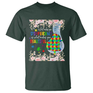 Autism Awareness T Shirt What Makes You Different Is What Makes You Beautiful Autistic Elephant Mom TS09 Dark Forest Green Print Your Wear