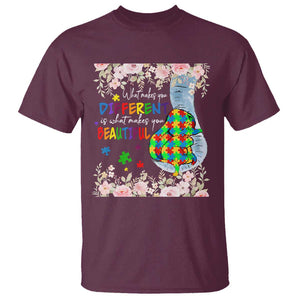 Autism Awareness T Shirt What Makes You Different Is What Makes You Beautiful Autistic Elephant Mom TS09 Maroon Print Your Wear