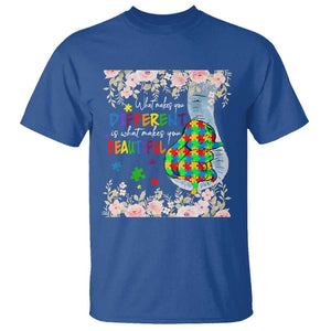 Autism Awareness T Shirt What Makes You Different Is What Makes You Beautiful Autistic Elephant Mom TS09 Royal Blue Print Your Wear