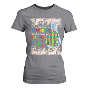 Autism Awareness T Shirt For Women What Makes You Different Is What Makes You Beautiful Autistic Elephant Mom TS09 Charcoal Print Your Wear