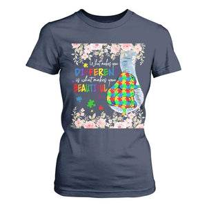 Autism Awareness T Shirt For Women What Makes You Different Is What Makes You Beautiful Autistic Elephant Mom TS09 Navy Print Your Wear