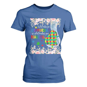 Autism Awareness T Shirt For Women What Makes You Different Is What Makes You Beautiful Autistic Elephant Mom TS09 Royal Blue Print Your Wear