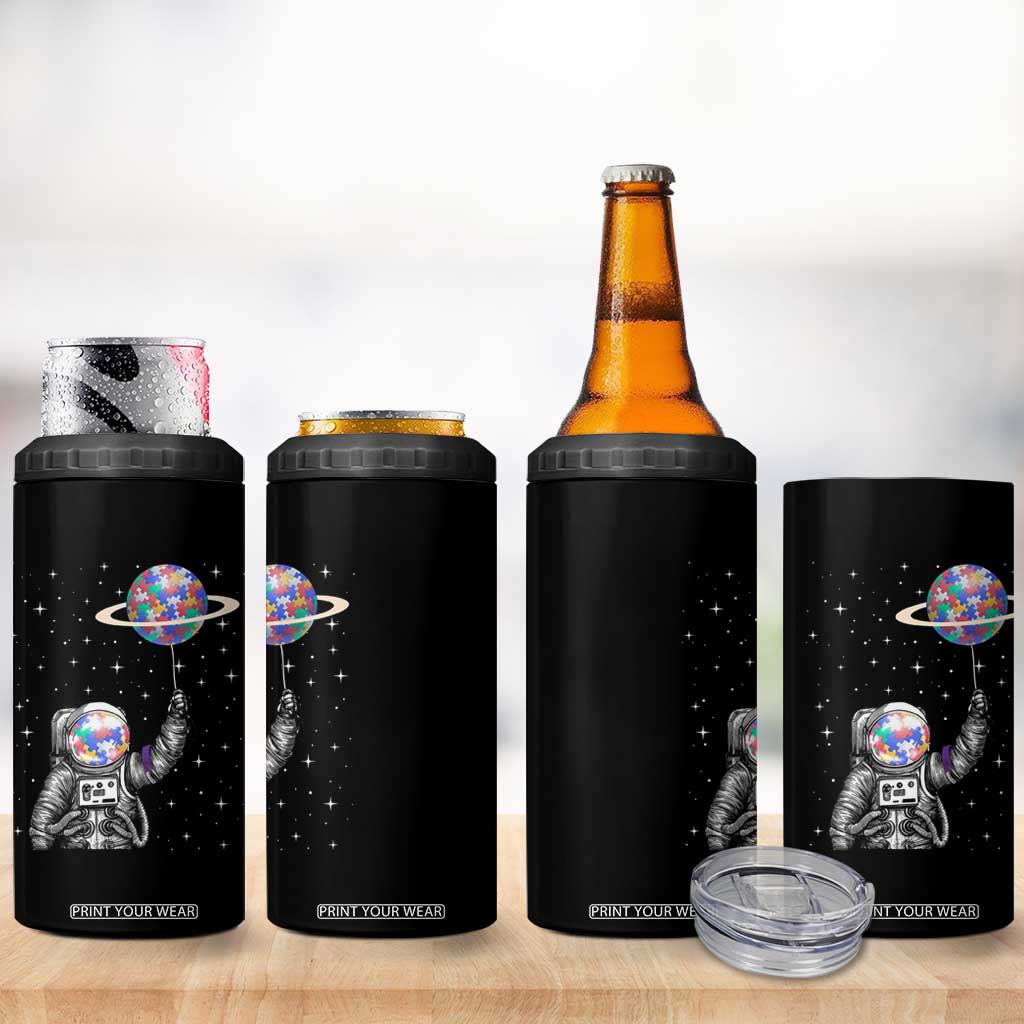 Autism Awareness 4 in 1 Can Cooler Tumbler Astronaut Puzzle Balloon Autistic Outer Space TS09 Print Your Wear