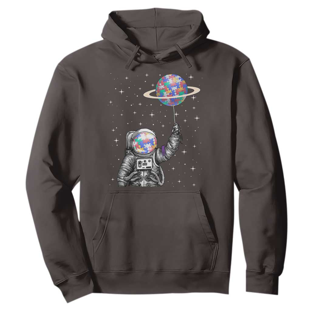 Autism Awareness Hoodie Astronaut Puzzle Balloon Autistic Outer Space TS09 Dark Chocolate Printyourwear