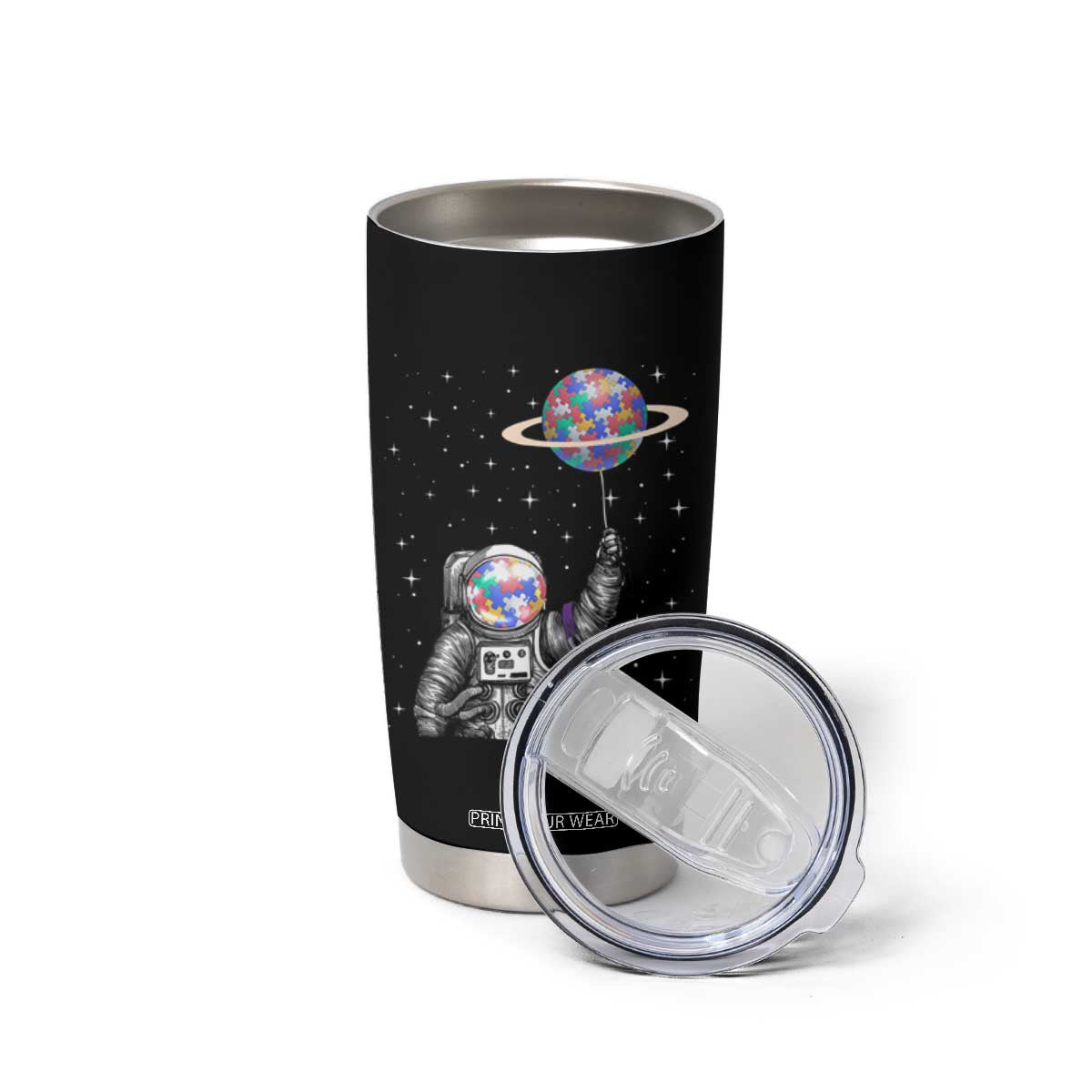 Autism Awareness Tumbler Cup Astronaut Puzzle Balloon Autistic Outer Space TS09 Print Your Wear