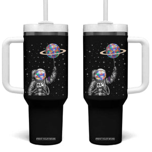 Autism Awareness Tumbler With Handle Astronaut Puzzle Balloon Autistic Outer Space TS09 One Size: 40 oz Black Print Your Wear