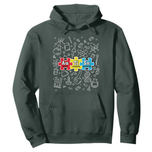 Autism Awareness Puzzle Periodic Table Autistic Hoodie TS09 Dark Forest Green Printyourwear