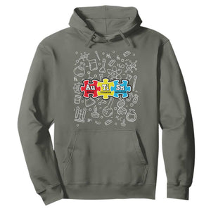 Autism Awareness Puzzle Periodic Table Autistic Hoodie TS09 Military Green Printyourwear