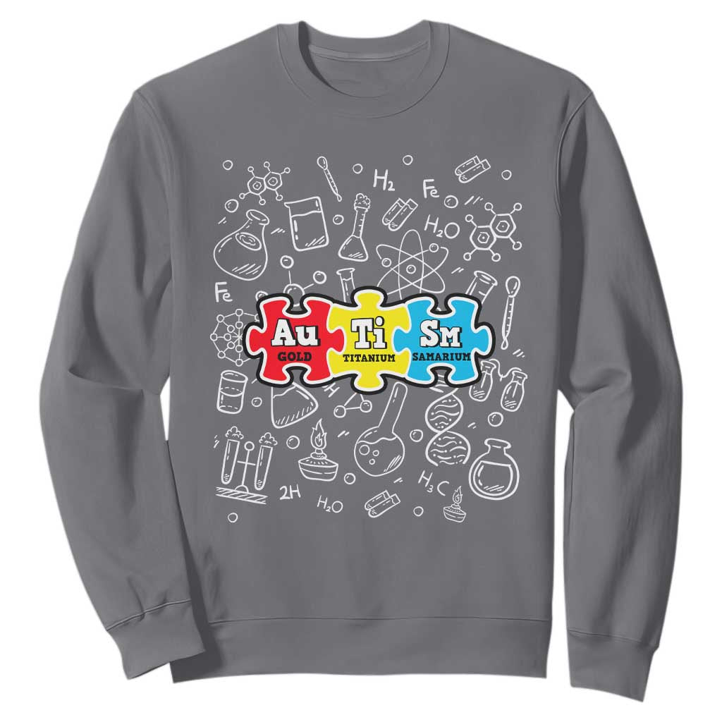 Autism Awareness Puzzle Periodic Table Autistic Sweatshirt TS09 Charcoal Printyourwear