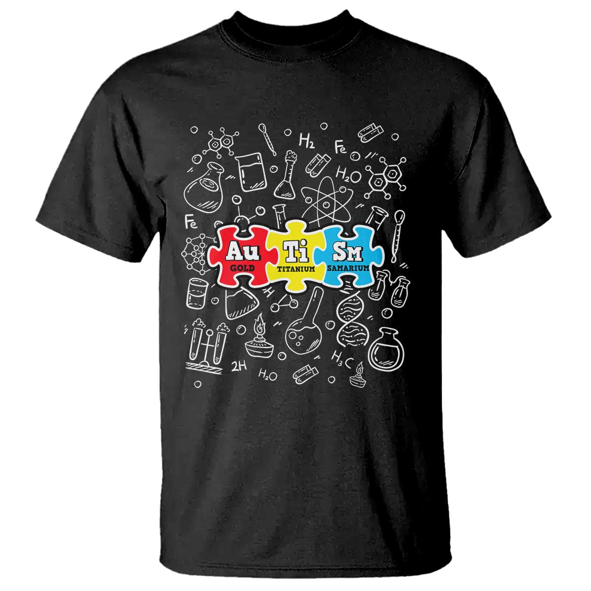 Autism Awareness Puzzle Periodic Table Autistic T Shirt TS09 Black Printyourwear