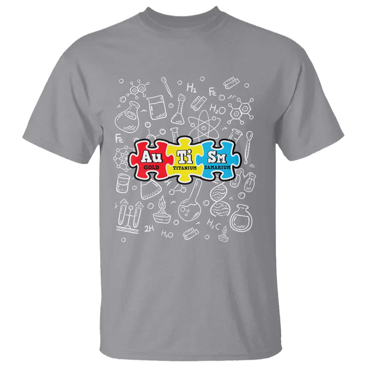 Autism Awareness Puzzle Periodic Table Autistic T Shirt TS09 Sport Gray Printyourwear