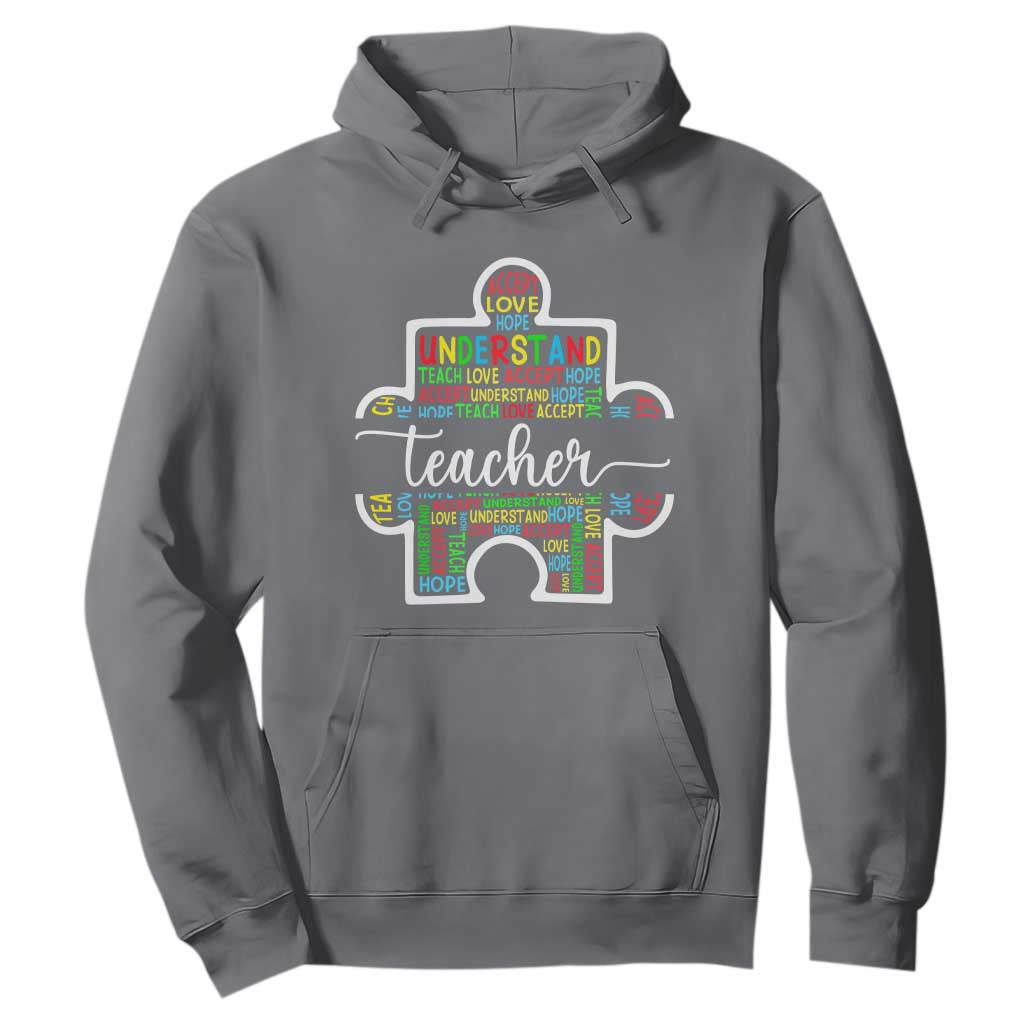 Autism Awareness Hoodie Special Teacher Teach Accept Understand Love TS09 Charcoal Printyourwear