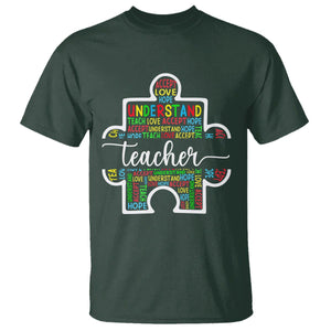 Autism Awareness T Shirt Special Teacher Teach Accept Understand Love TS09 Dark Forest Green Printyourwear