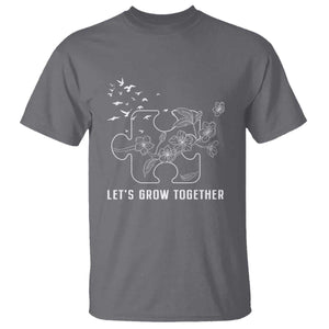 Autism Awareness T Shirt Let's Grow Together Puzzle Tree TS09 Charcoal Printyourwear