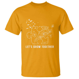 Autism Awareness T Shirt Let's Grow Together Puzzle Tree TS09 Gold Printyourwear