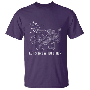 Autism Awareness T Shirt Let's Grow Together Puzzle Tree TS09 Purple Printyourwear