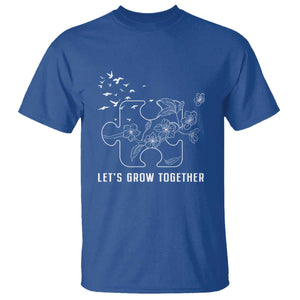 Autism Awareness T Shirt Let's Grow Together Puzzle Tree TS09 Royal Blue Printyourwear