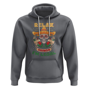 Funny Mexican Hoodie Relax Gringo I'm Legal Funny Skull Sombrero TS09 Charcoal Printyourwear