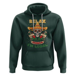 Funny Mexican Hoodie Relax Gringo I'm Legal Funny Skull Sombrero TS09 Dark Forest Green Printyourwear