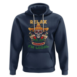 Funny Mexican Hoodie Relax Gringo I'm Legal Funny Skull Sombrero TS09 Navy Printyourwear