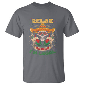 Funny Mexican T Shirt Relax Gringo I'm Legal Funny Skull Sombrero TS09 Charcoal Printyourwear