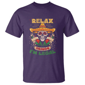 Funny Mexican T Shirt Relax Gringo I'm Legal Funny Skull Sombrero TS09 Purple Printyourwear