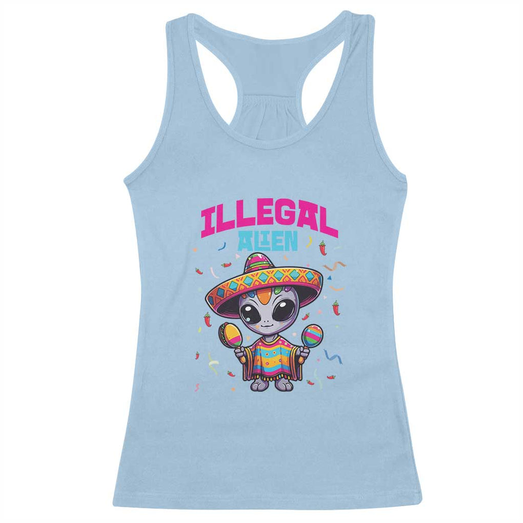 Funny Mexican Illegal Alien Cinco De Mayo Racerback Tank Top TS09 Light Blue Print Your Wear
