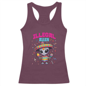 Funny Mexican Illegal Alien Cinco De Mayo Racerback Tank Top TS09 Maroon Print Your Wear