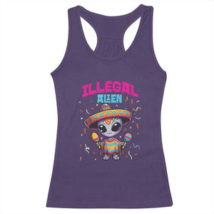 Funny Mexican Illegal Alien Cinco De Mayo Racerback Tank Top TS09 Purple Print Your Wear