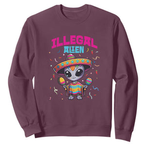 Funny Mexican Illegal Alien Cinco De Mayo Sweatshirt TS09 Maroon Print Your Wear