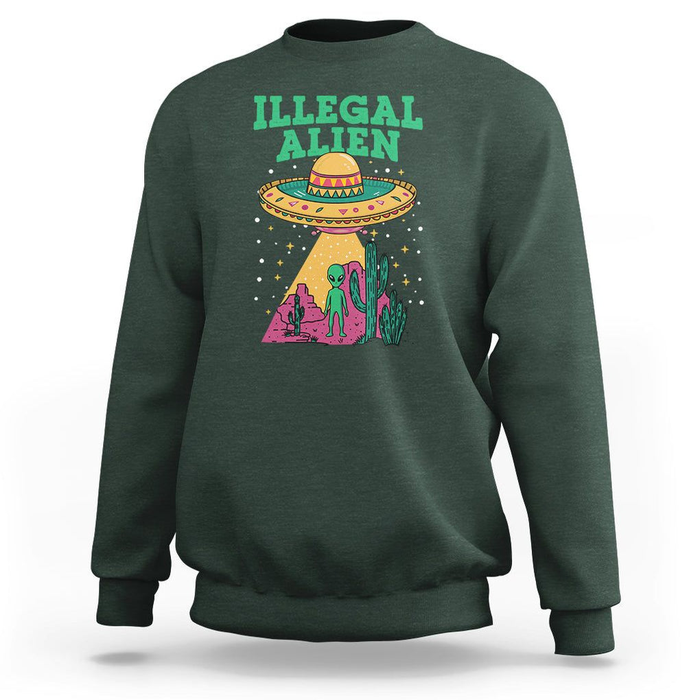 Funny Mexican Illegal Alien Sweatshirt TS09 Dark Forest Green Printyourwear