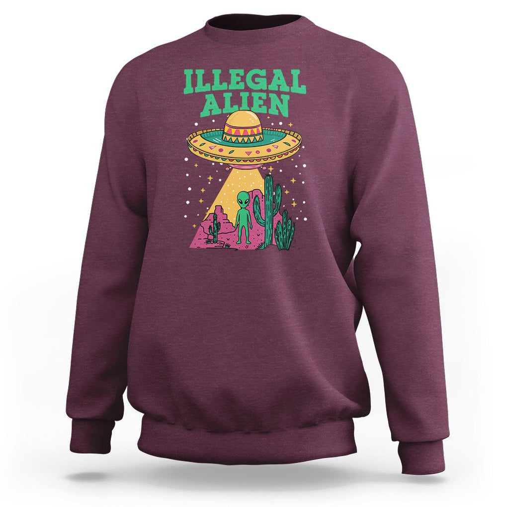 Funny Mexican Illegal Alien Sweatshirt TS09 Maroon Printyourwear