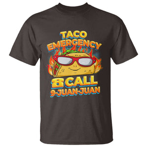 Taco Lover T Shirt Taco Emergency Call 9 Juan Juan TS09 Dark Chocolate Printyourwear